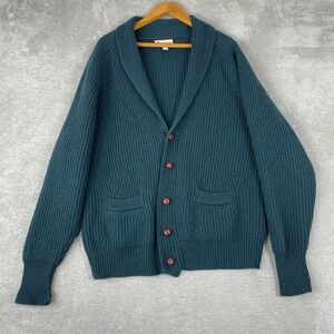 Vintage Capper & Capper Cardigan Mens Large Teal Wool Shawl Collar Knit 90s